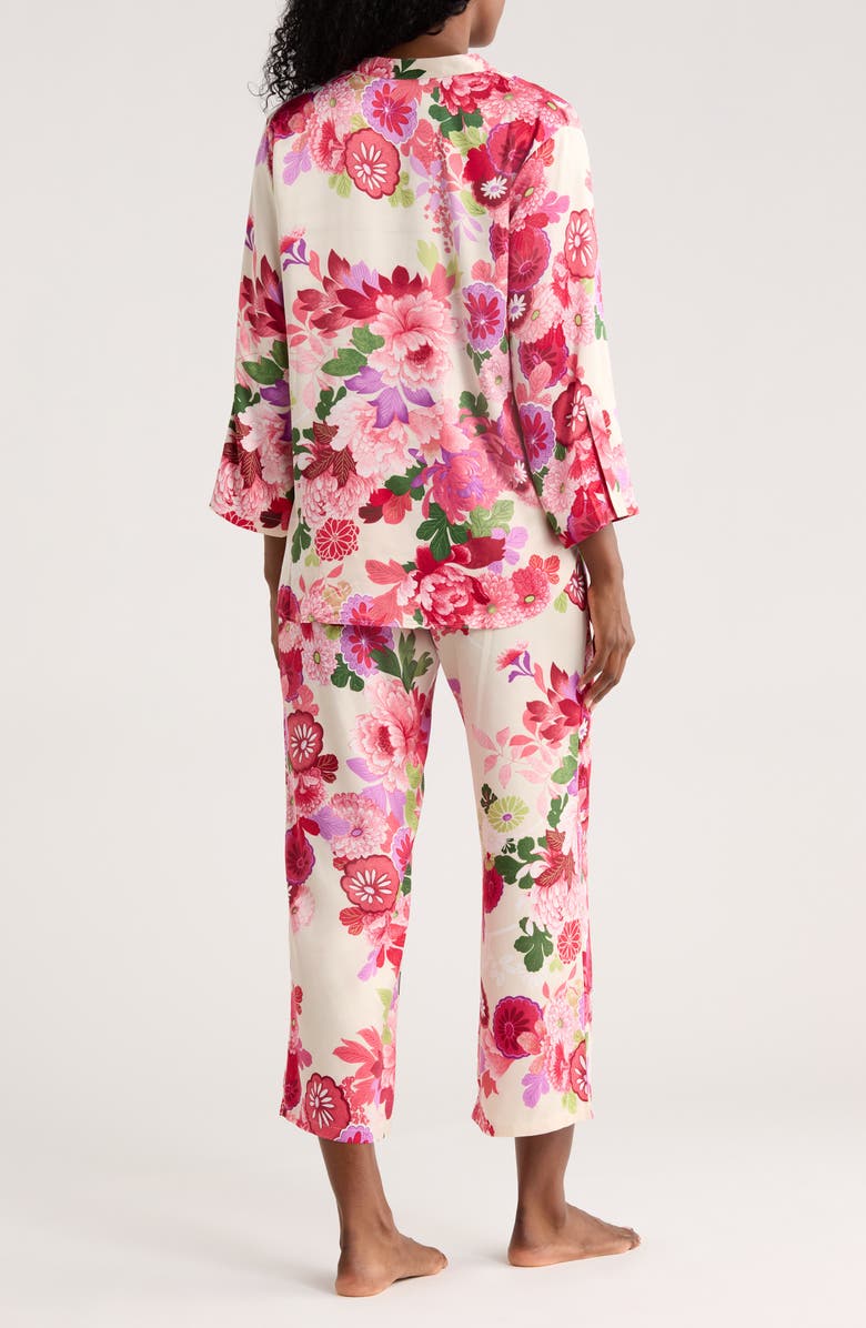 Floral Long Sleeve Satin Top & Crop Pants Pajamas