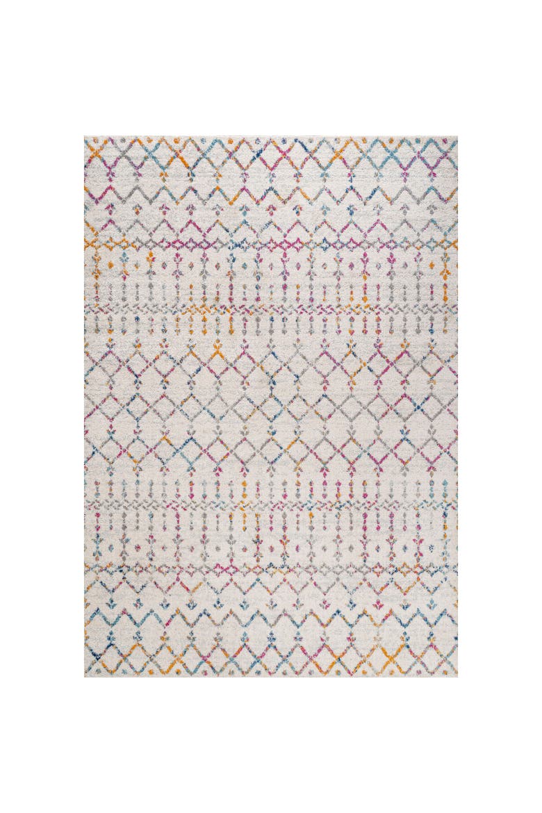 Moroccan HYPE Boho Vintage Diamond Area Rug, Main, color, Cream/Navy