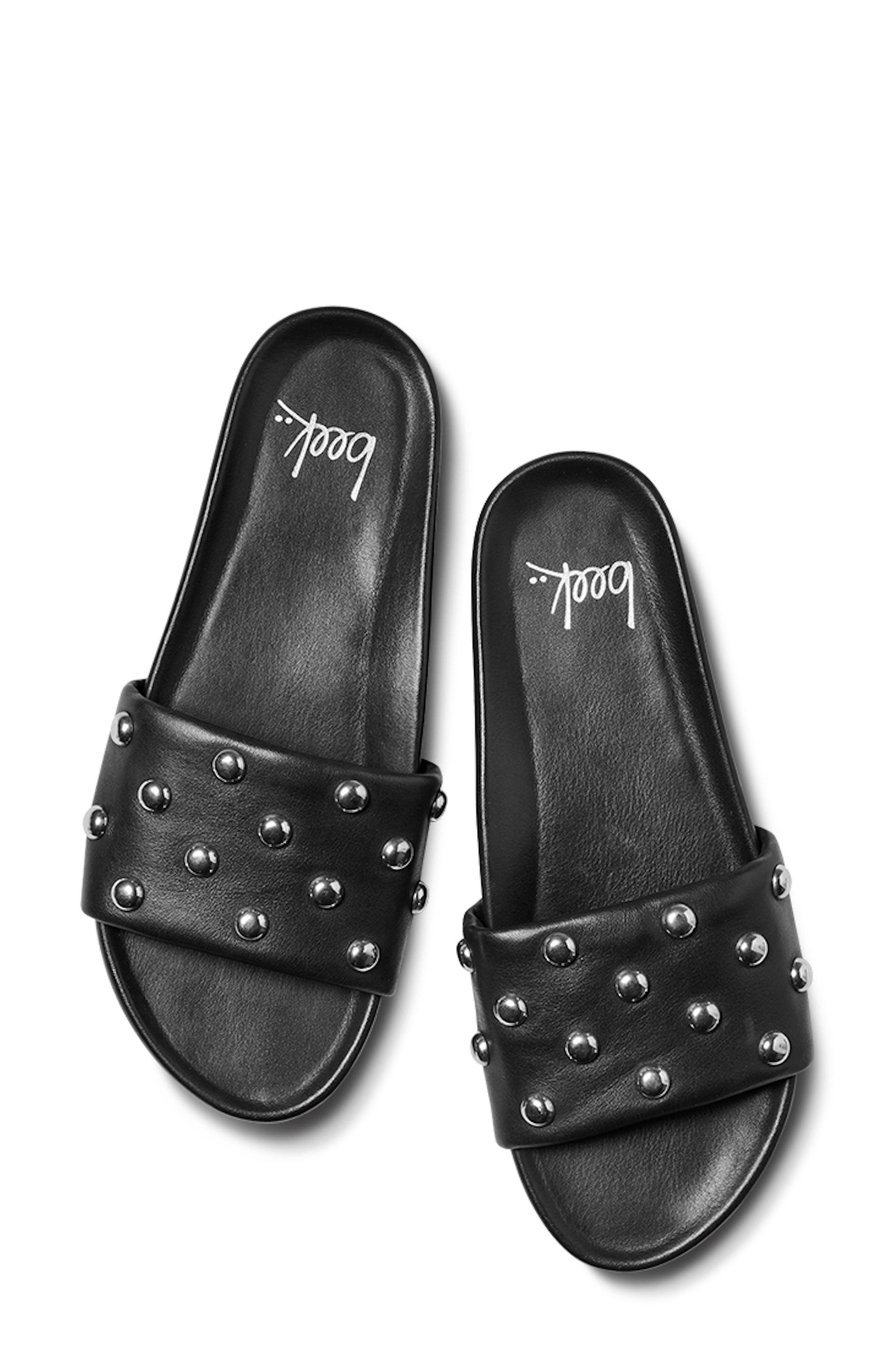 Gallito Stud Slide Sandal, Alternate, color, BLACK