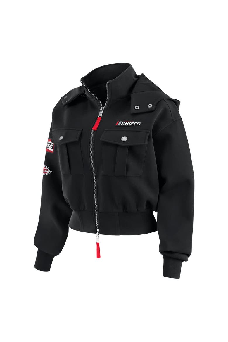 Women's WEAR by Erin Andrews  Black Kansas City Chiefs Patch Pocket Bomber Jacket, Alternate, color, Black