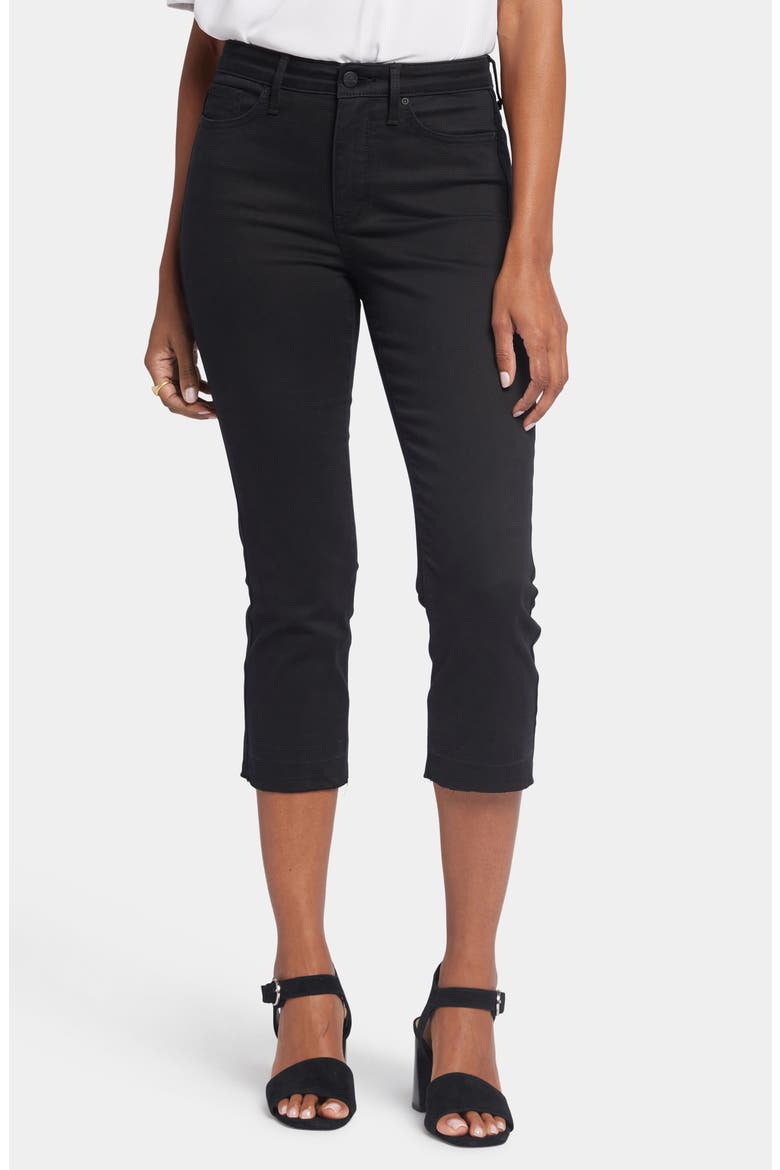 Chloe Frayed Hems Crop Jeans, Main, color, BLACK