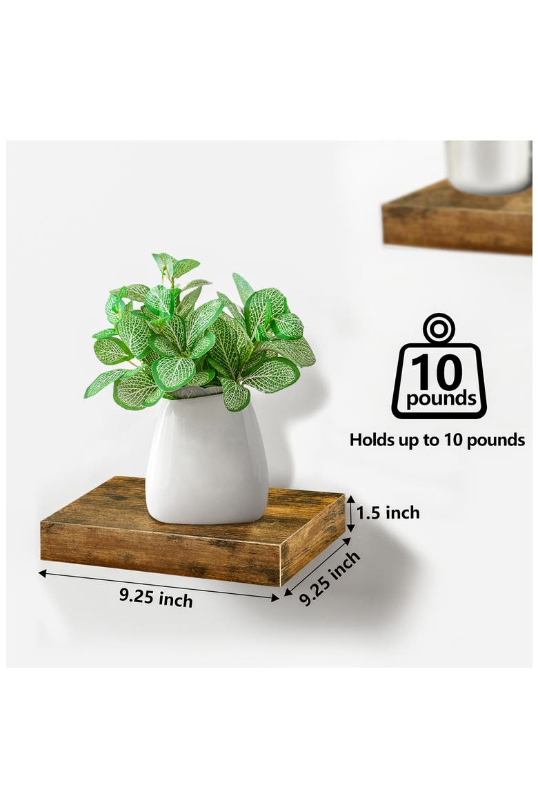 Set of 3 Square Floating Shelves, Alternate, color, BROWN
