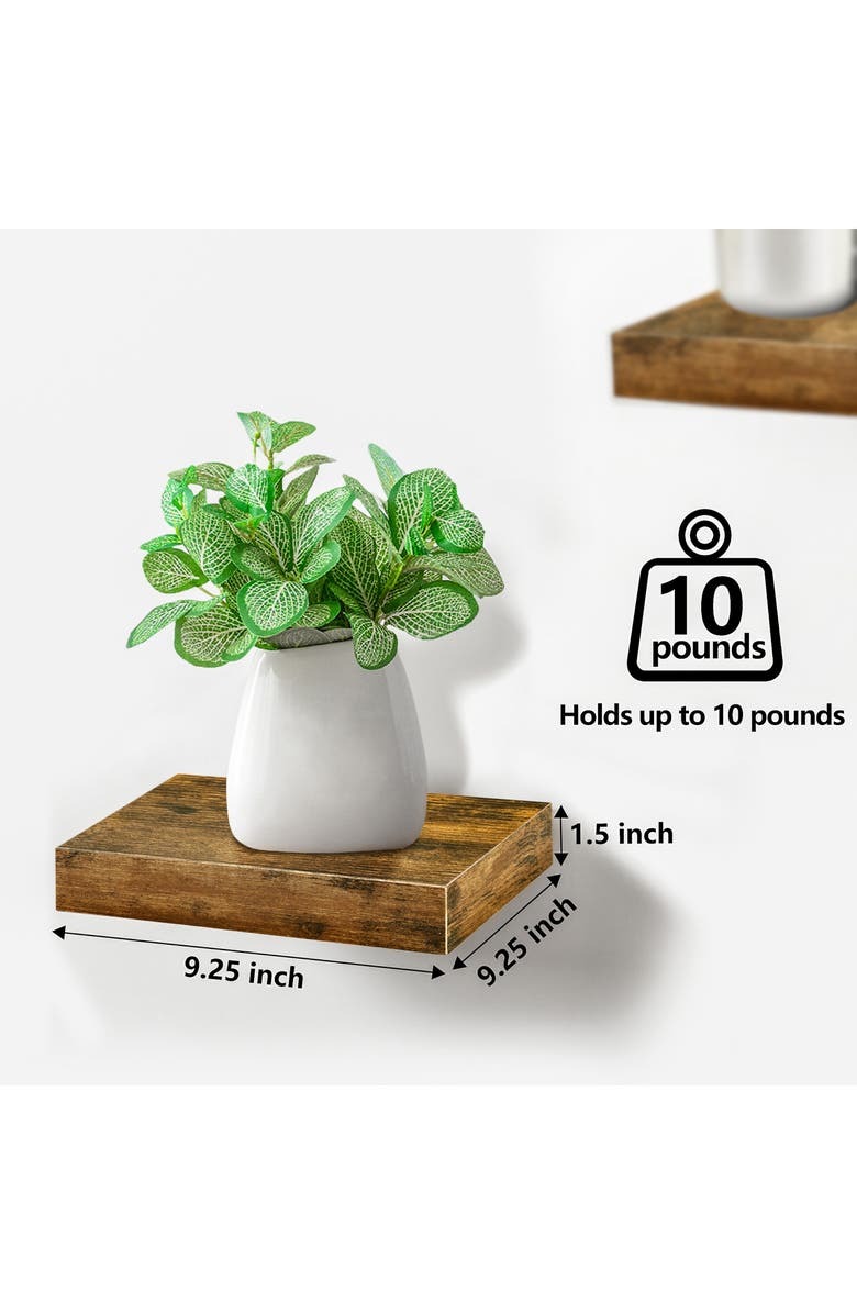 SORBUS Set of 3 Square Floating Shelves, Alternate, color, Brown