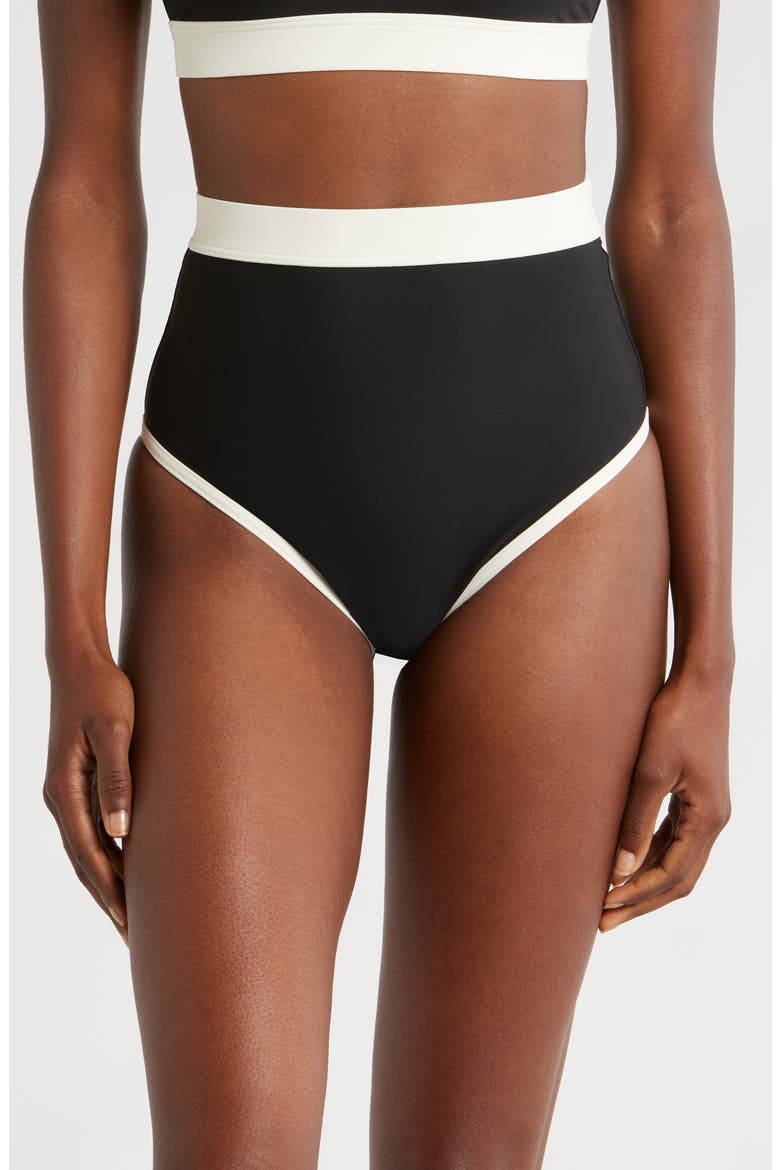 Jayde High Waist Bikini Bottoms, Main, color, BLACK