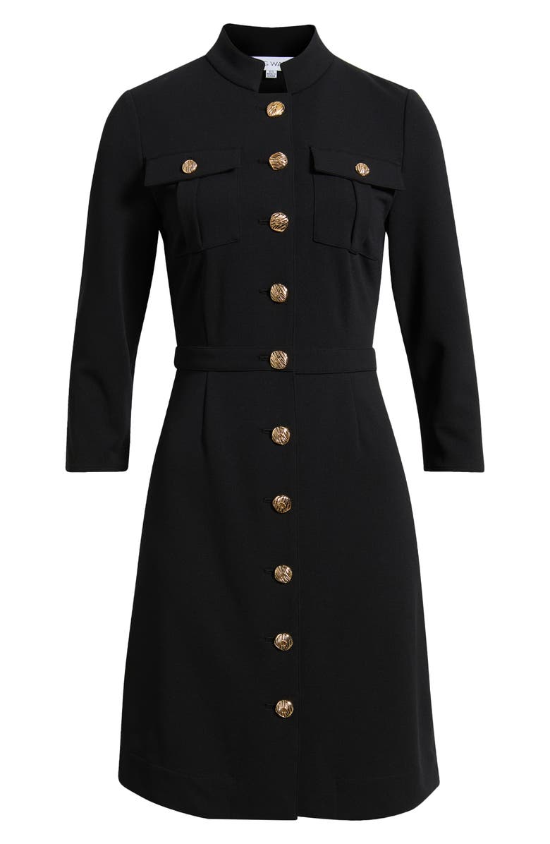 Ming Wang Deco Long Sleeve Crepe Sheath Dress, Alternate, color, Black