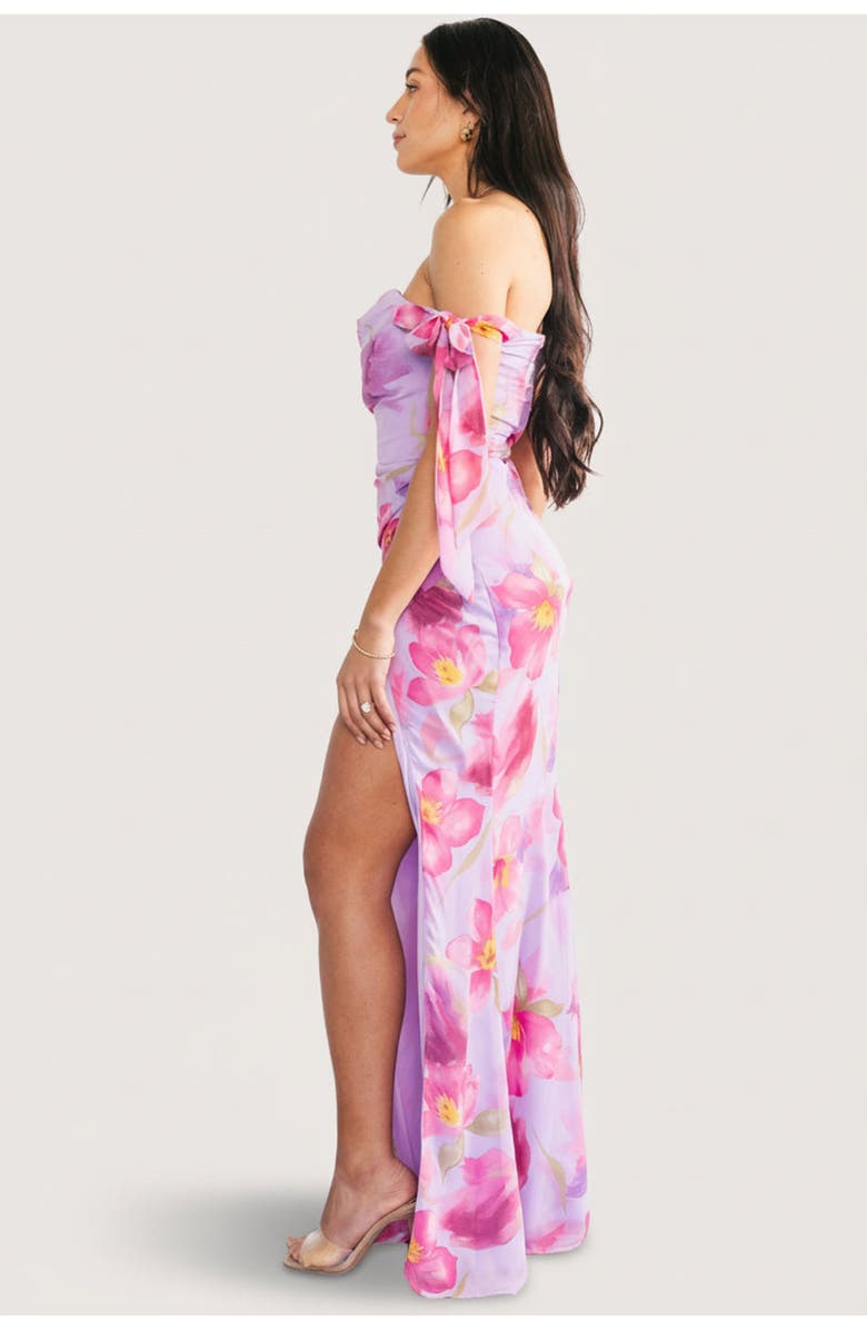 Baltic Børn Allegra Off Shoulder Maxi Dress, Alternate, color, Lavender Floral