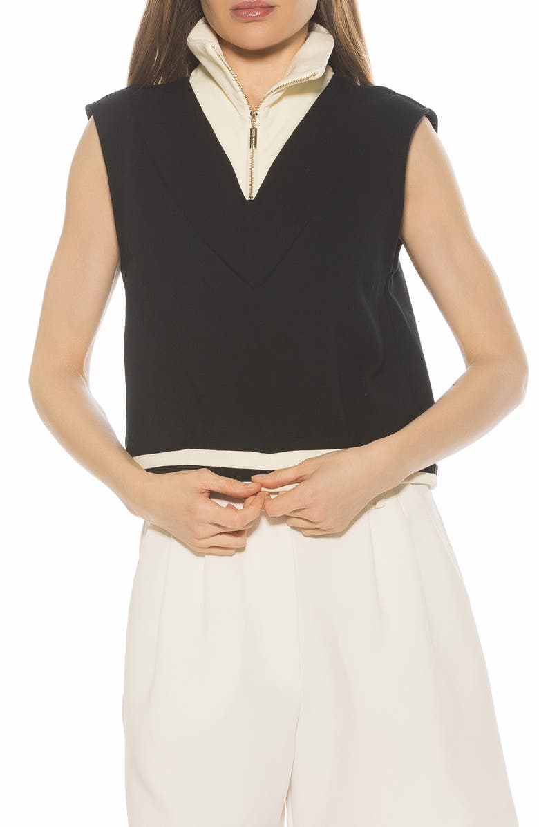 Alexia Admor Denise Collared Top, Main, color, Black/ Ivory