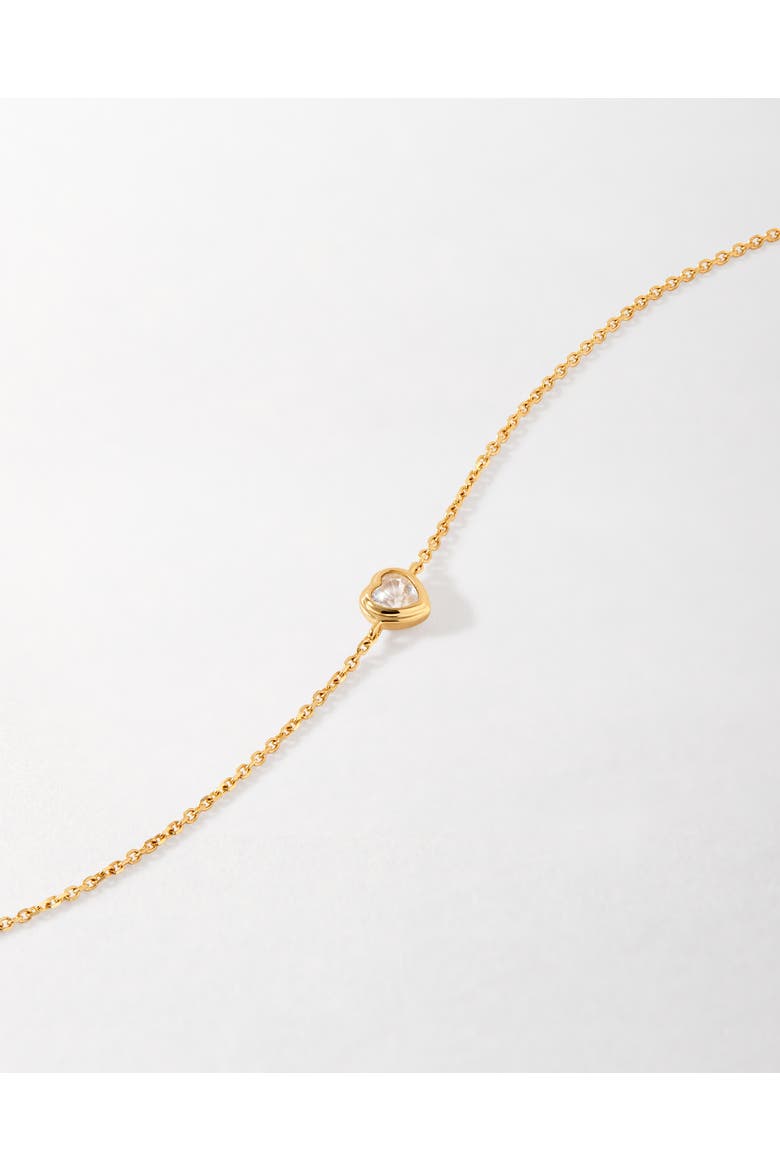 Solid Gold Heart White Sapphire Bracelet, Alternate, color, Metallic Gold