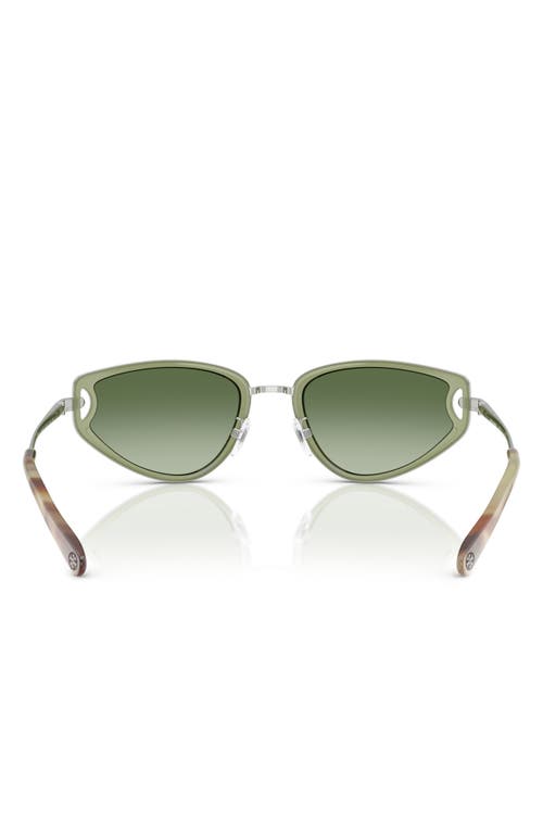 Tory Burch Ty6115 Cat Eye Metal Sunglasses In Milky Green/green Gradient
