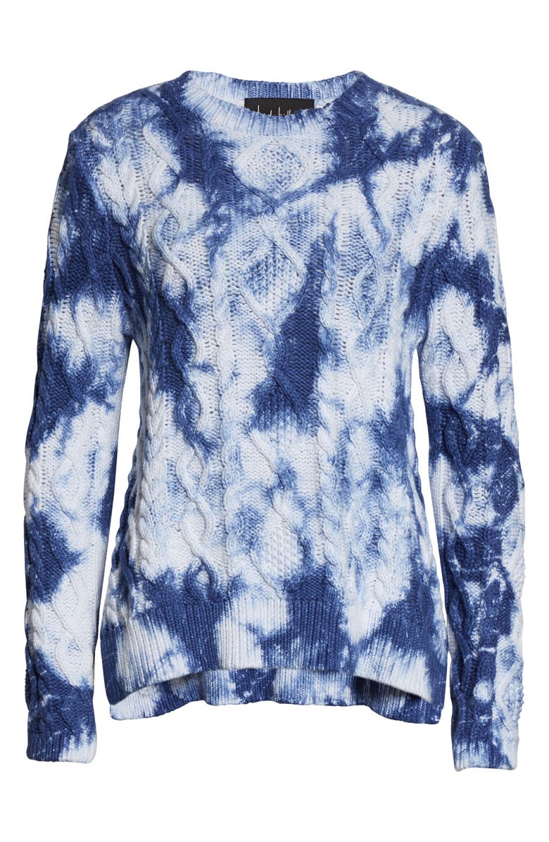 Nicole Miller Tie Dye Cable Knit Sweater, Alternate, color, 