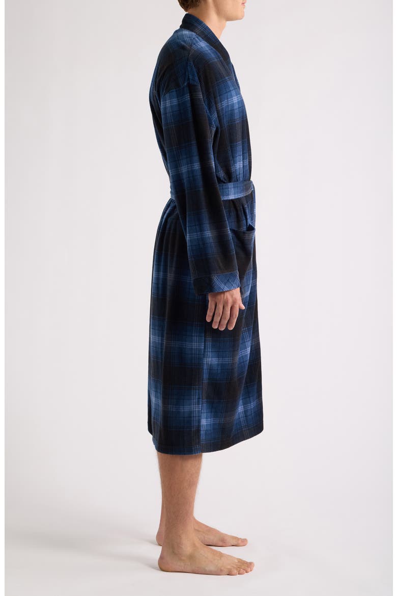 Textured Microfleece Kimono Robe, Alternate, color, BLUE