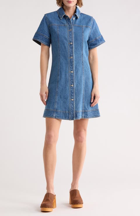 Stretch Denim Shirtdress