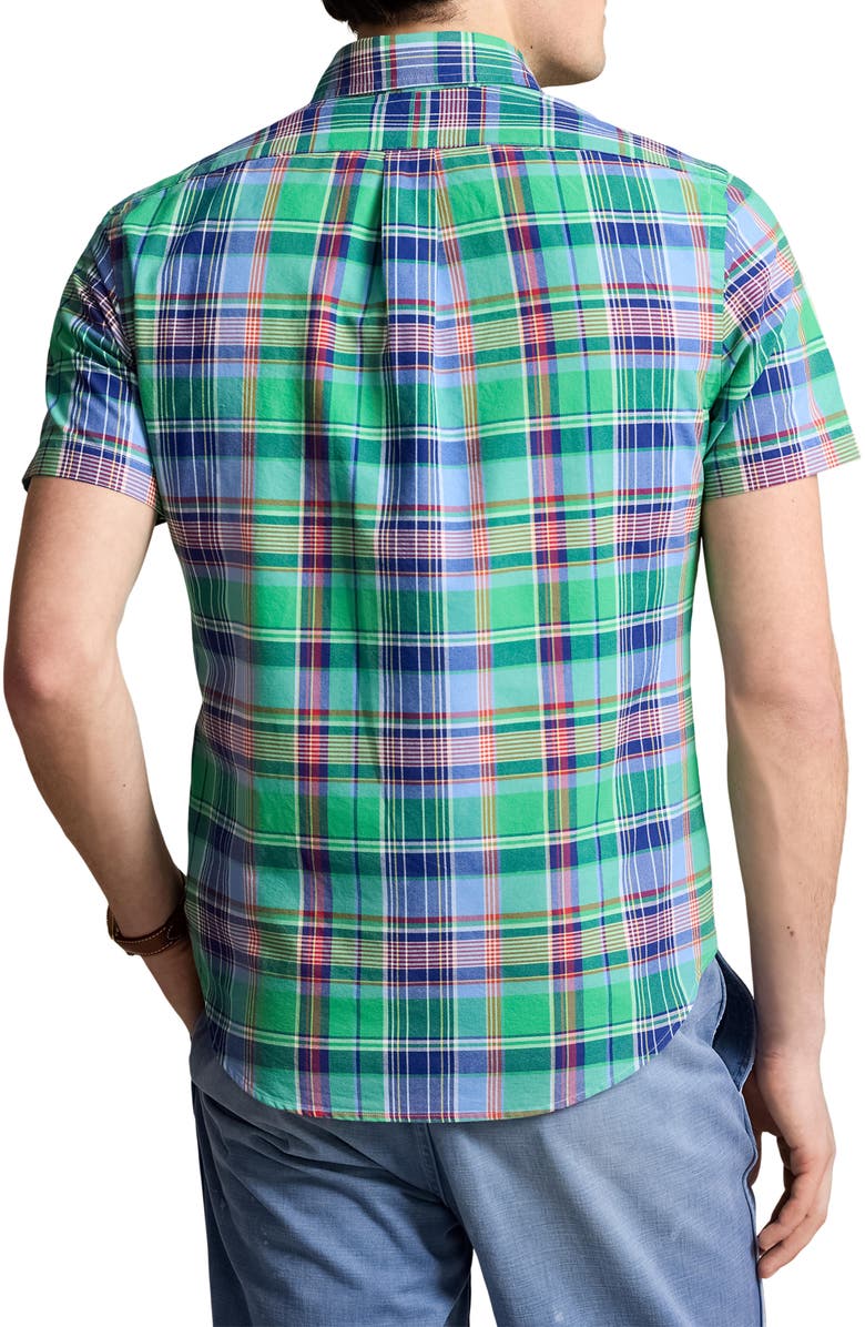 Polo Ralph Lauren Classic Fit Plaid Short Sleeve Cotton Oxford Button-Up Shirt, Alternate, color,