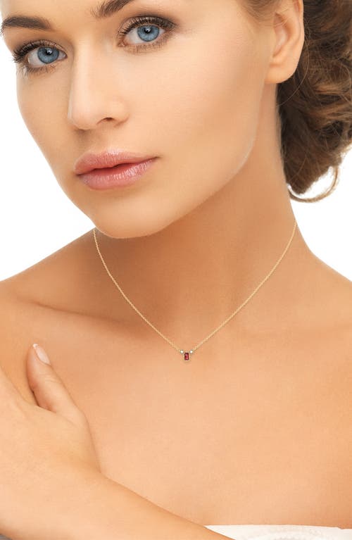 Luvmyjewelry La Vie Emerald Cut Garnet & Diamond Pendant Necklace In Gold