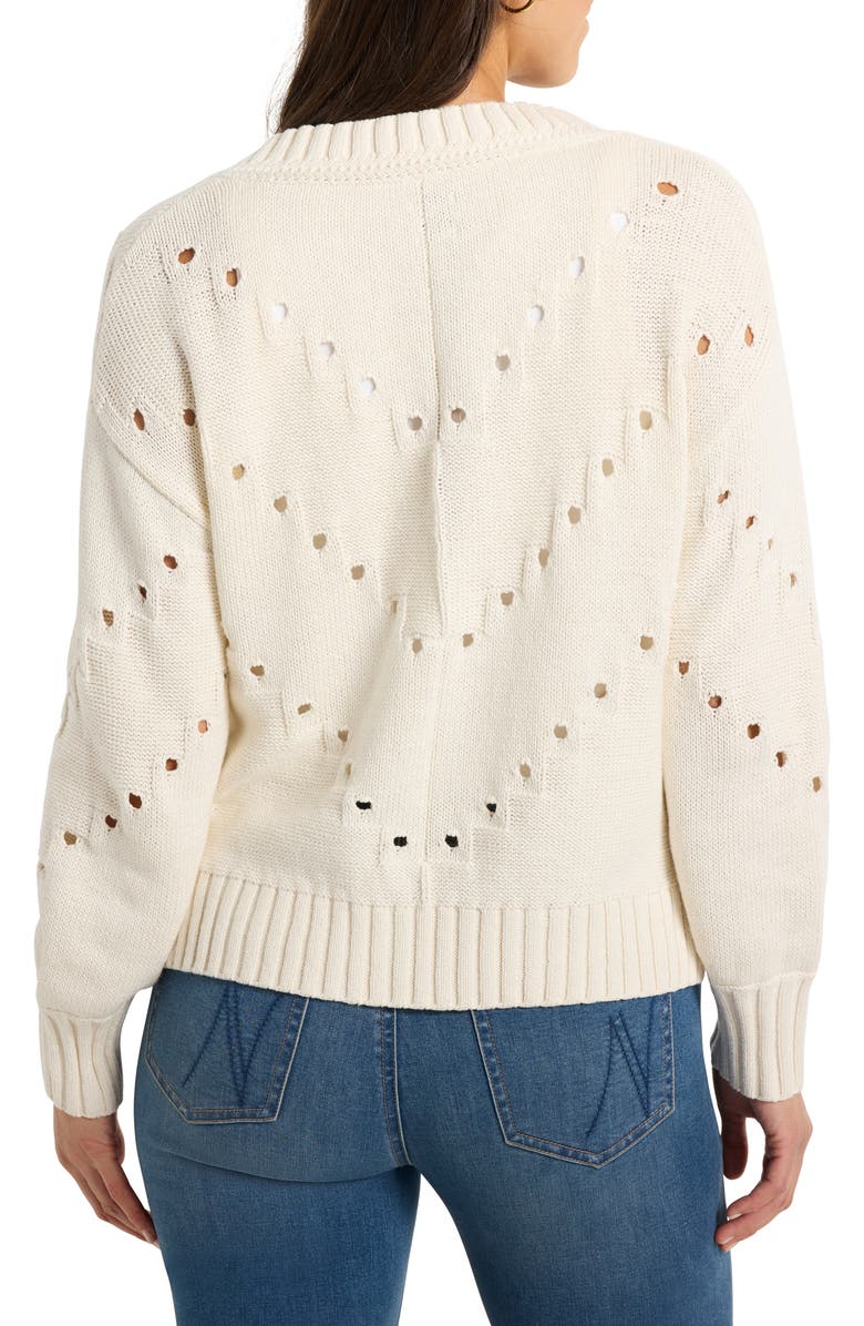 NIC+ZOE Open Stitch V-Neck Sweater, Alternate, color, 