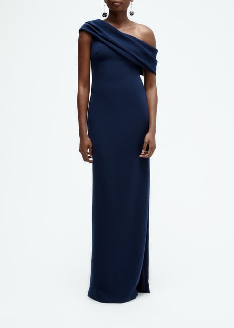 Draped off-the-shoulder Gown