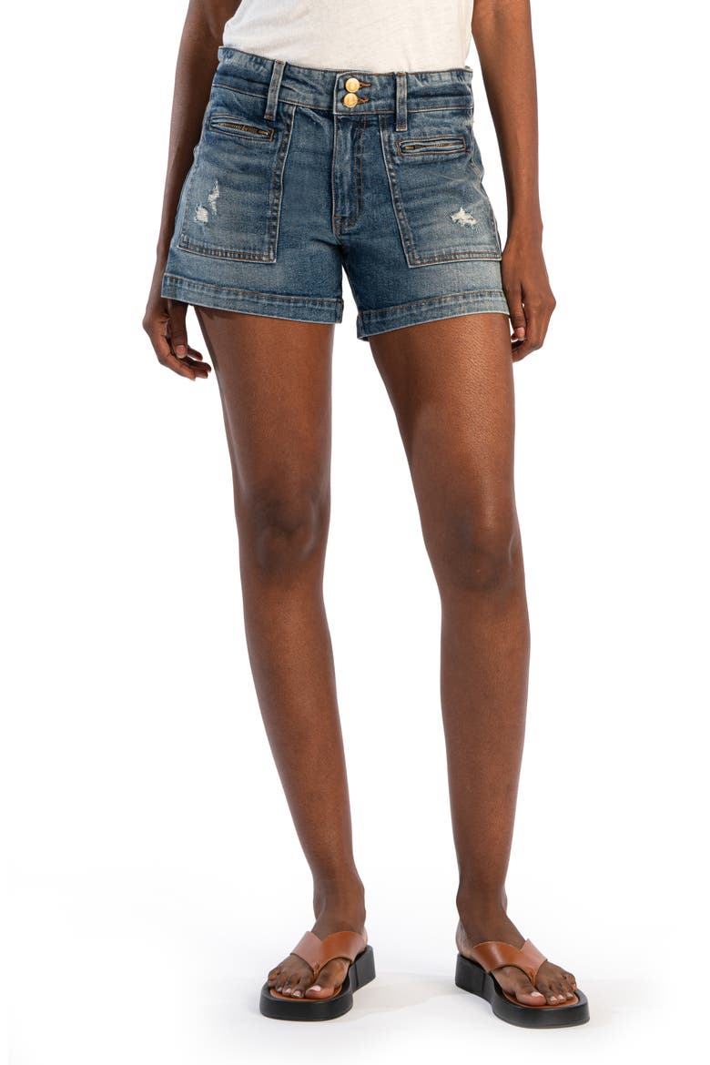 Jane Welt Pocket High Waist Denim Shorts, Main, color, DEFIANTLY