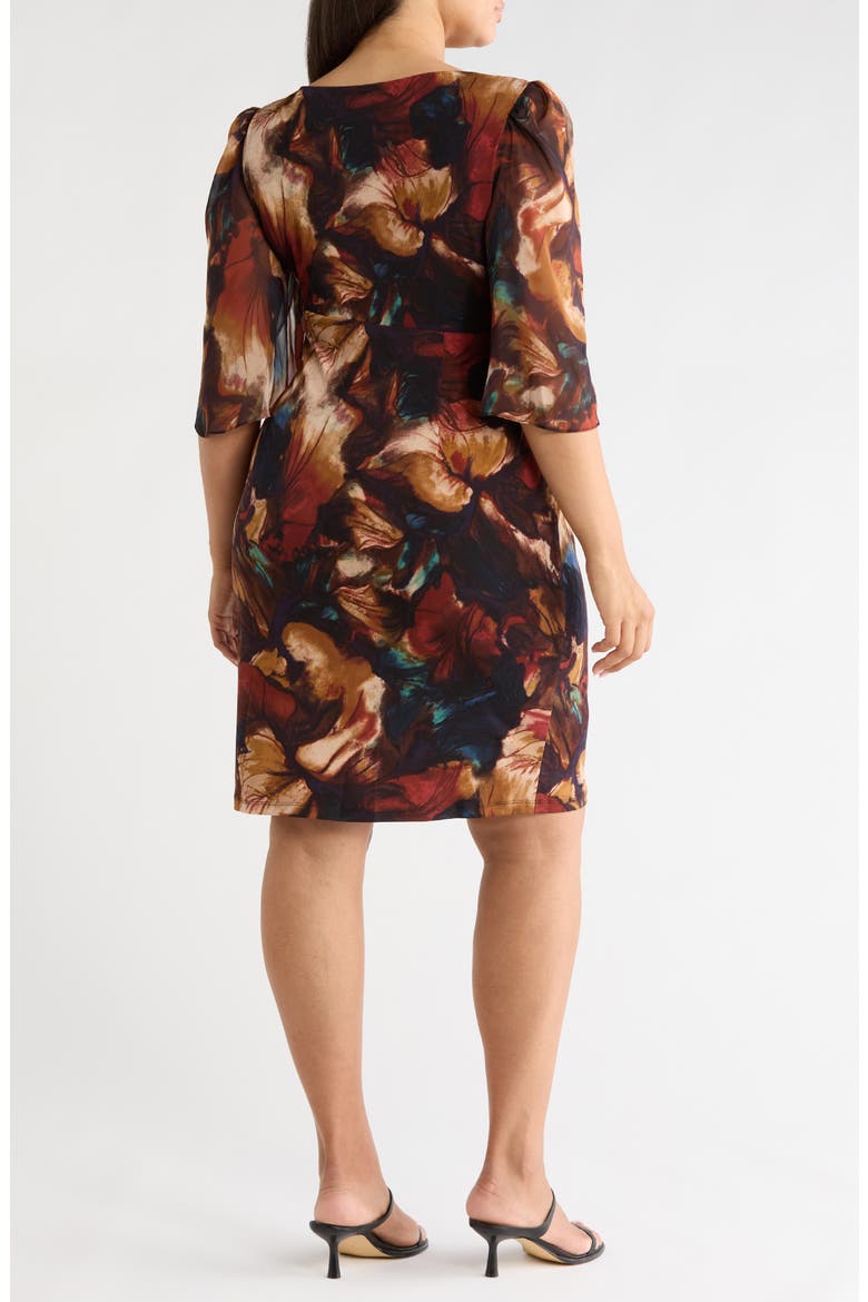 Floral Print Cape Sleeve Minidress, Alternate, color, SPICE