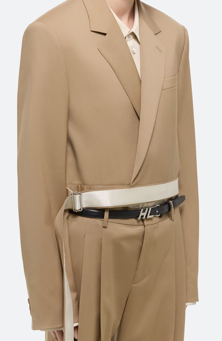 Helmut Lang Wool Wrap Crop Blazer, Alternate, color, Latte