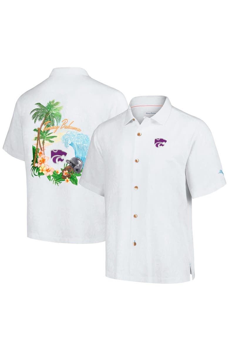 Tommy Bahama Men's Tommy Bahama White Kansas State Wildcats Castaway Game Camp Button-Up Shirt, Main, color, 