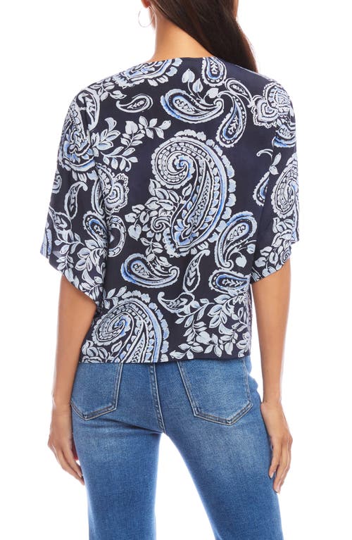 Karen Kane Tie Front Top In Paisley Print In Multi
