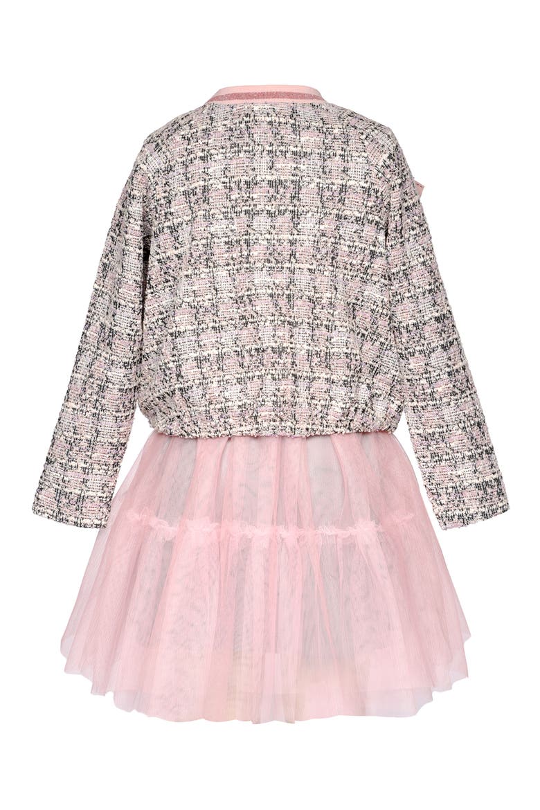 Kids' Tweed & Tulle Faux Two-Piece Dress, Alternate, color, PINK MULTI