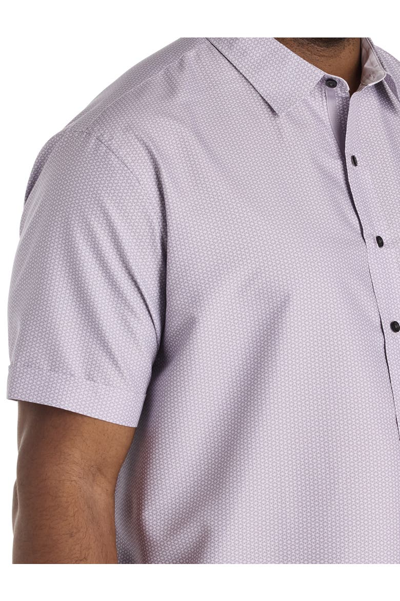Big & Tall Microfiber Geometric Print Sport Shirt V2, Alternate, color, PURPLE