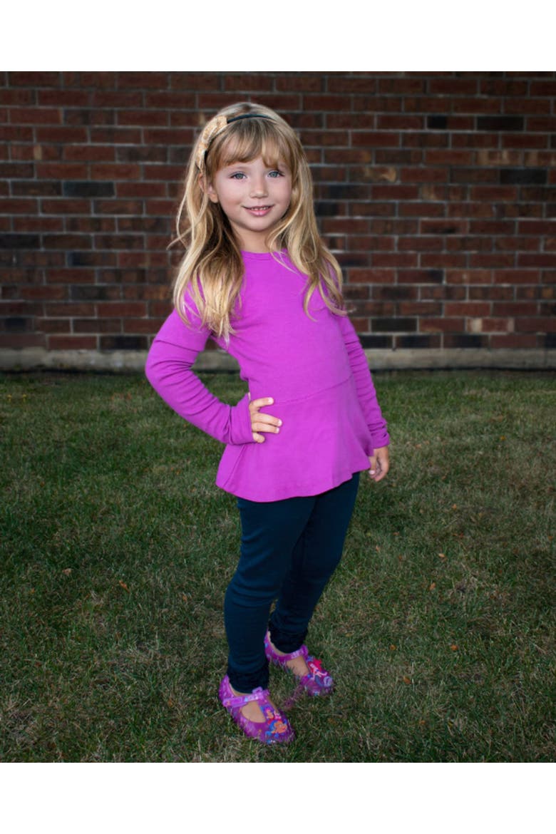 Girls Soft Cotton Long Sleeve Peplum Tee, Alternate, color, Elf Green