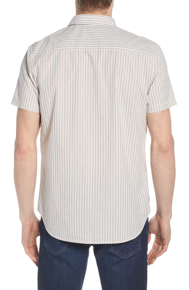 AG Nash Regular Fit Short Sleeve Sport Shirt, Alternate, color, Natural/ Dried Sumac Stripe