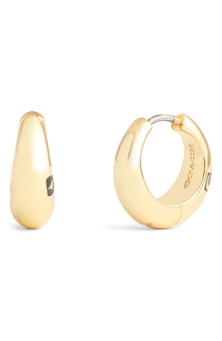 COACH Hallmark Tubular Hoop Earrings, Main, color, Gold