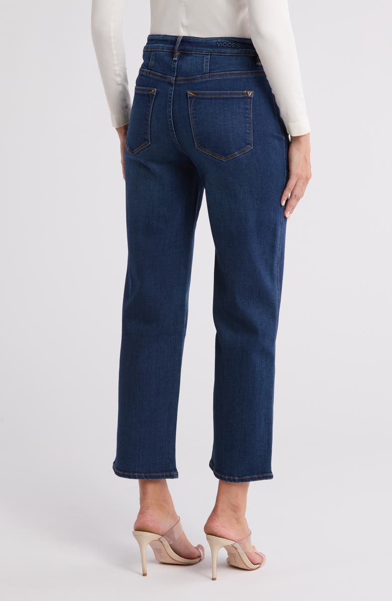 Vigoss Pleated Straight Leg Denim Trouser, Alternate, color, Dark Wash