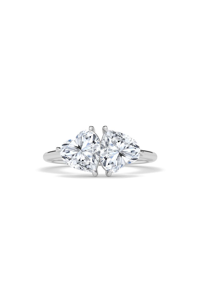 Lab Grown Diamond Twin Heart Ring, Main, color, 18K WHITE GOLD