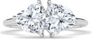 HauteCarat Lab Grown Diamond Twin Heart Ring