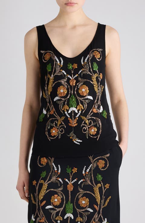 Floral Embroidered Sleeveless Top