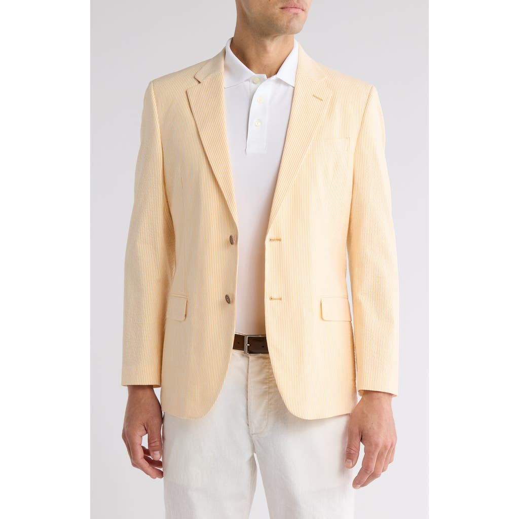 Nautica Yellow Stripe Stretch Cotton Seersucker Sport Coat In Yellow