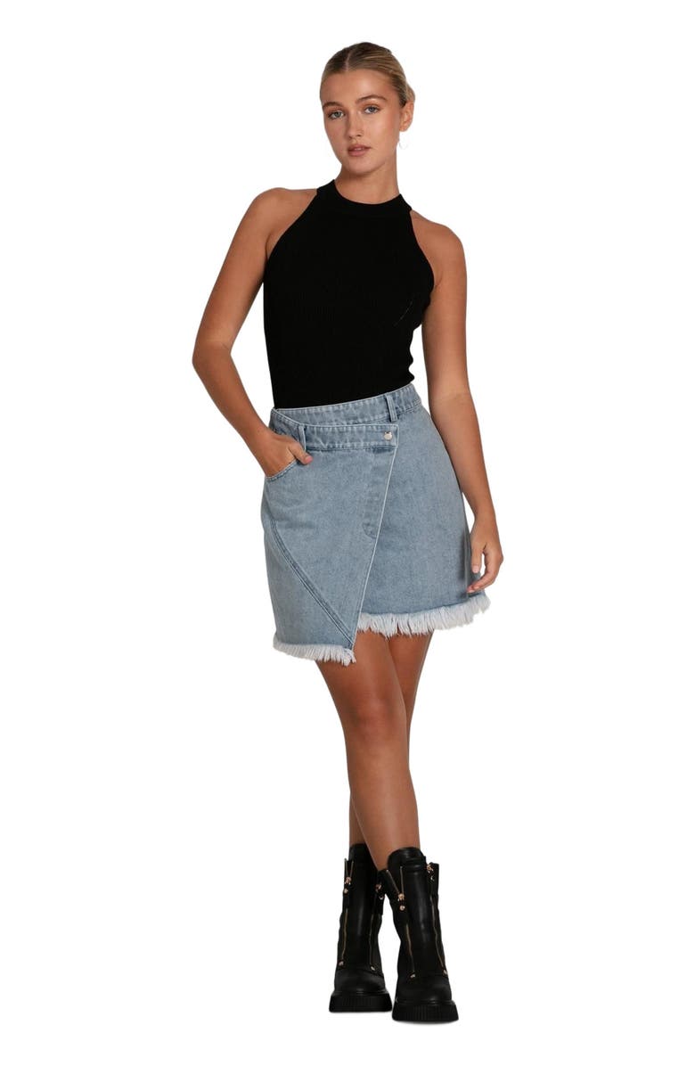 Belle & Bloom Dance With Me Denim Mini Skirt, Main, color, Stonewash