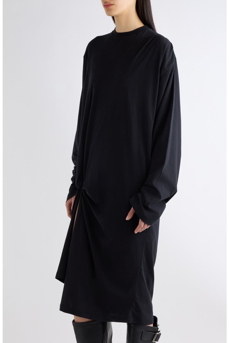 Tucked In Long Sleeve Jersey Midi Dress, Alternate, color, 1000 BLACK