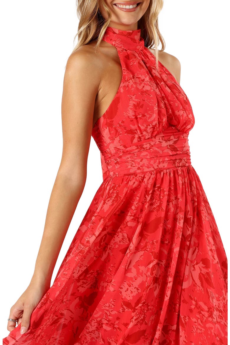 Primrose Floral Chiffon Halter Maxi Dress, Alternate, color, RED FLORAL