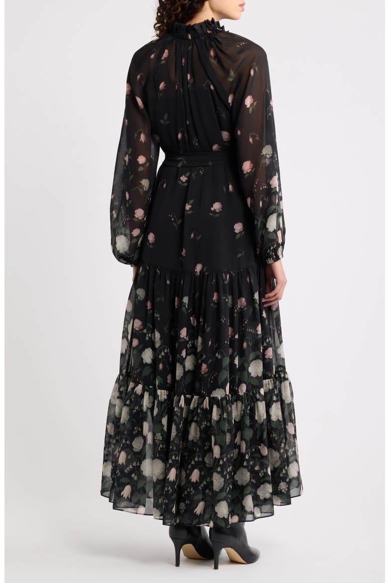 Robin Floral Tiered Chiffon Maxi Dress, Alternate, color, BLACK MULTI
