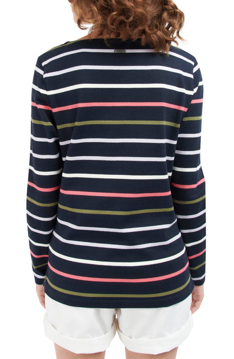 Barbour Hawkins Stripe Long Sleeve Cotton Sweater, Alternate, color, Navy/ Pink Stripe