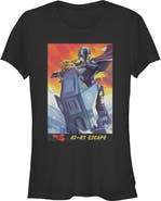 Star Wars: The Mandalorian and Grogu Juniors Star Wars The Mandalorian and Grogu AT RT Escape Comic Art T Shirt