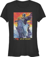 Star Wars: The Mandalorian and Grogu Juniors Star Wars The Mandalorian and Grogu AT RT Escape Comic Art T Shirt