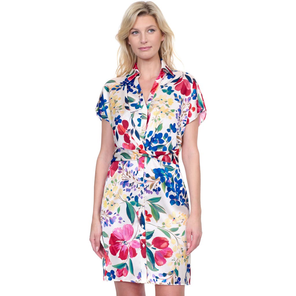Shop Gottex Garden Dream Button-down Shirt Dress Cover-up In Off White Multi