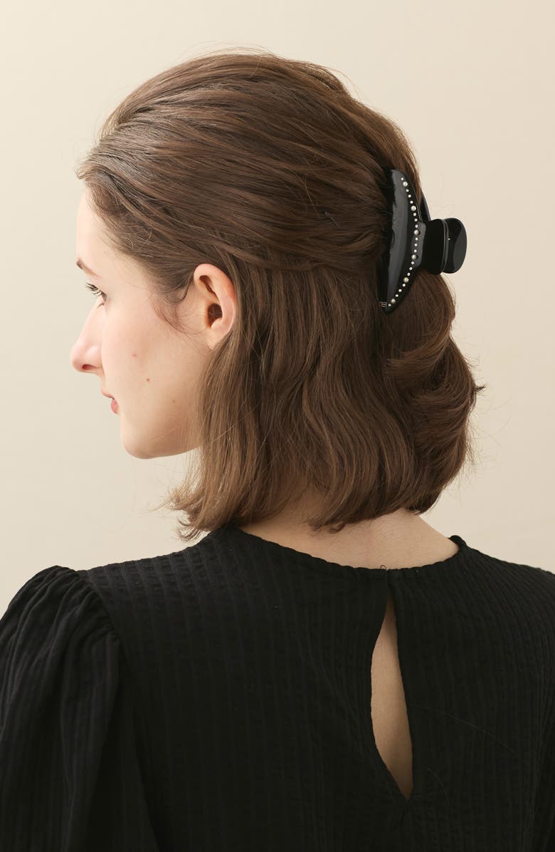 Alexandre de Paris Crystal Imitation Pearl Claw Hair Clip, Alternate, color, 