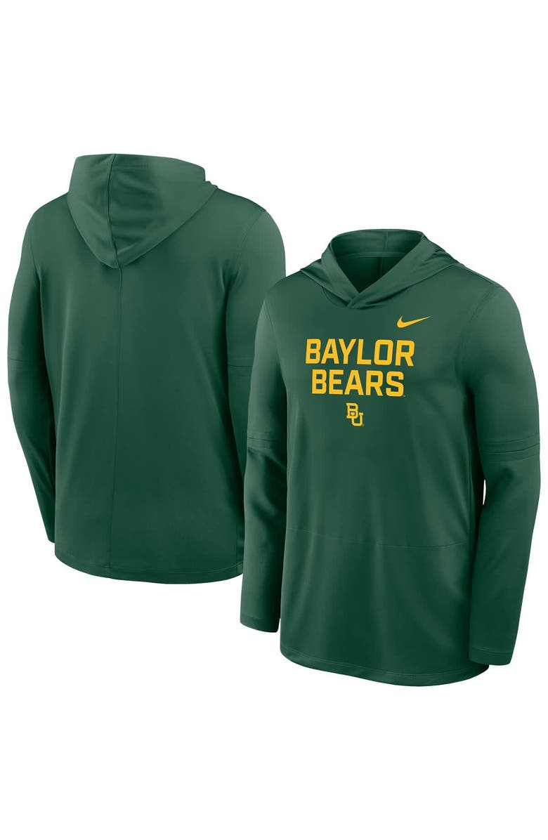 Nike Men's Nike Green Baylor Bears 2025 Sideline Dri-FIT Long Sleeve Hoodie T-Shirt, Alternate, color, Green
