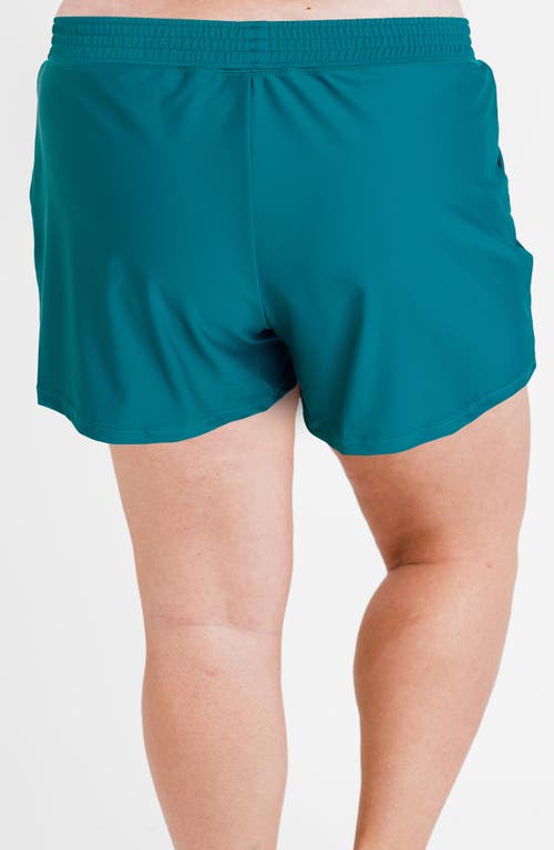 Calypsa Plus Size Classic Fit Swim Shorts With Panty In Blue