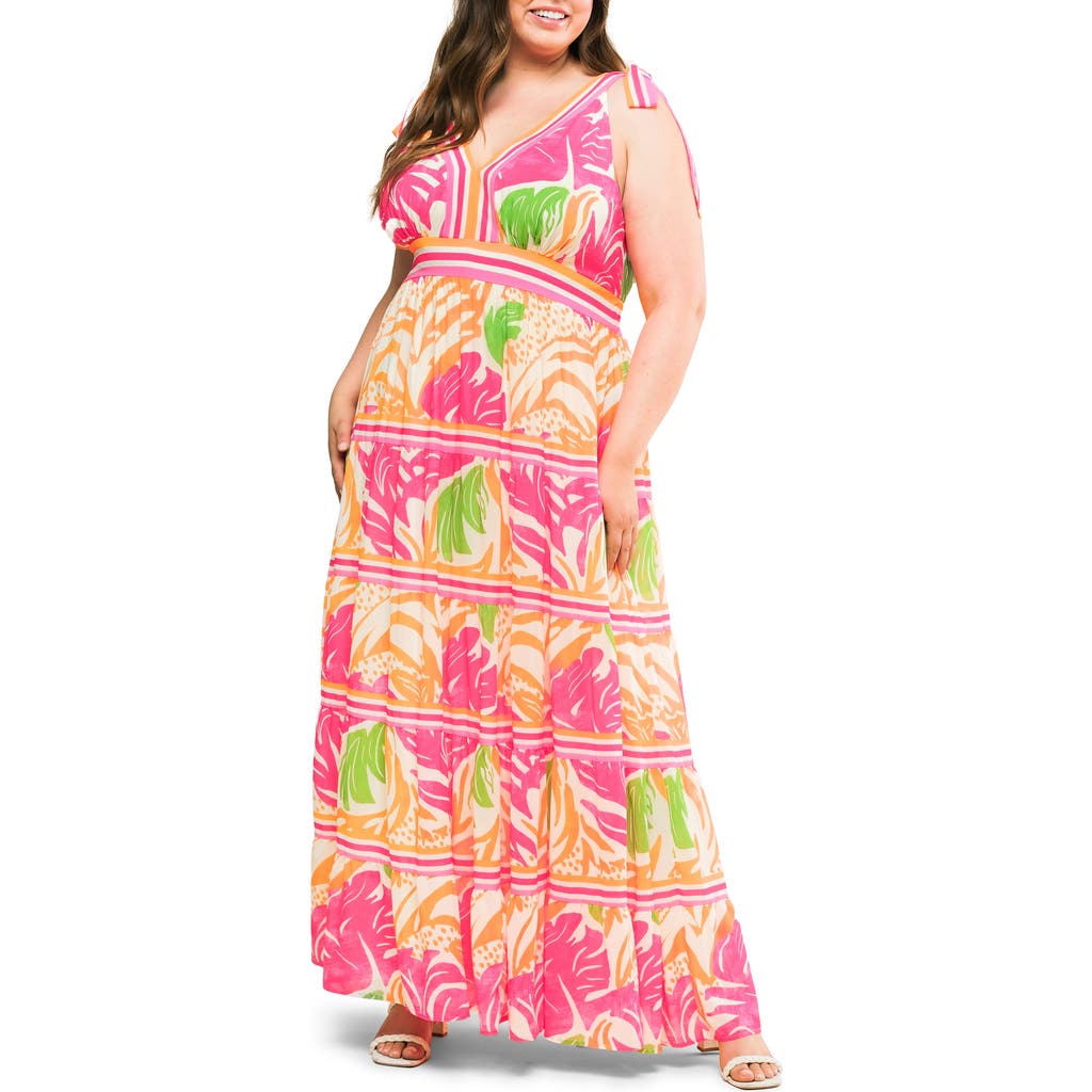 Flying Tomato Printed Tie Strap Tiered Maxi Sundress