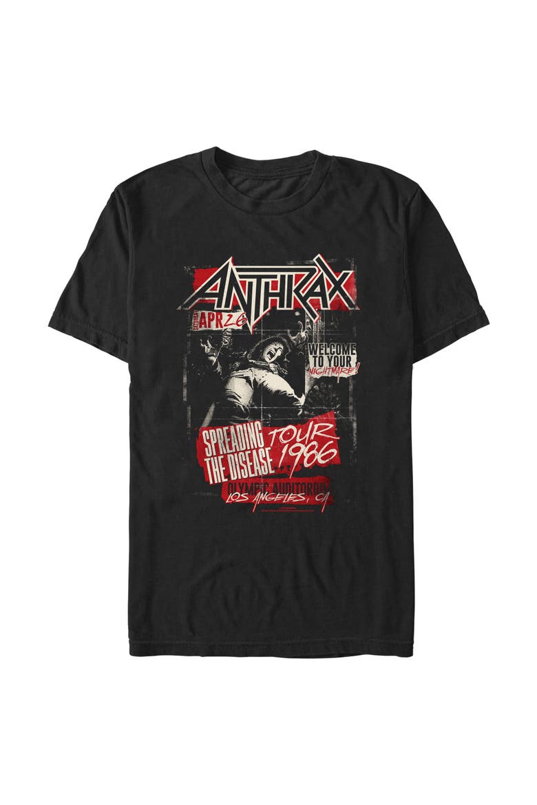 Men's Anthrax Welcome To Your Nightmare Distressed  Graphic T-Shirt, Main, color, Black