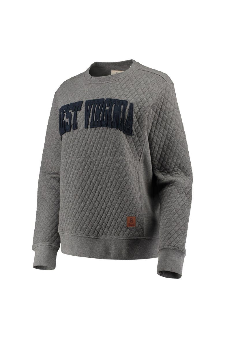 Women's Pressbox Heather Charcoal West Virginia Mountaineers Moose Quilted Pullover Sweatshirt, Alternate, color, Heather Gray
