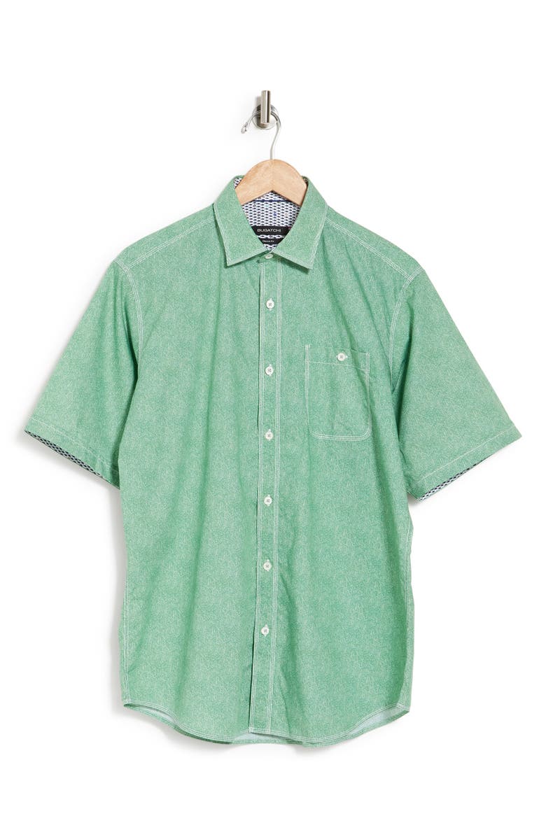 Bugatchi Short Sleeve Classic Fit Woven Shirt, Alternate, color, 